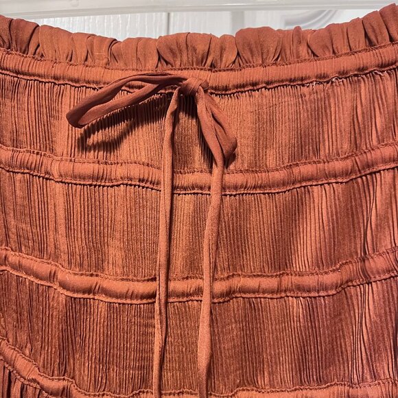 Current Air-Anthropology Maxi Skirt-Small-Rust/Bronze-Soft-Flowy-Comfy-Ruching - Picture 6 of 16